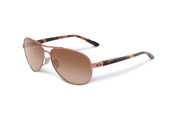 Image of Oakley Feedback Womens Sunglasses, Grapefruit Pearl Frame, Dark Brown Gradient Lens OO4079-02