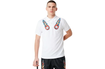 Image of Oakley Flame Terry Short Sleeve Polo Tnp - Mens, White, Medium, 434445-100-M