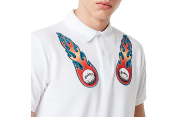 Image of Oakley Flame Terry Short Sleeve Polo Tnp - Mens, White, Medium, 434445-100-M