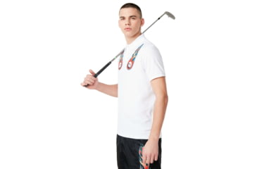 Image of Oakley Flame Terry Short Sleeve Polo Tnp - Mens, White, Medium, 434445-100-M