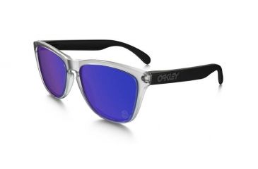 Image of Oakley Frogskins - Heritage Collection Unisex Sunglasses, Matte Clear Frame, Violet Iridium Lens 24-419
