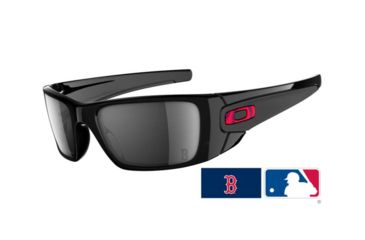 Image of Oakley Fuel Cell Red Sox Polished Black Frame w/ Black Iridium Lenses Sunglasses OO9096-46