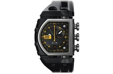 Image of Oakley Fusebox Quartz Watch, Black Dial and Black Rubber Strap w/ Honed Case 26-302