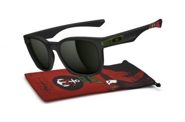 Image of Oakley Garage Rock Mens Sunglasses Sheckler SS Matte Black Frame, Dark Grey Lens OO9175-25