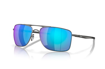 Image of Oakley GAUGE 8 OO4124 Sunglasses 412406-62 - Matte Gunmetal Frame, Prizm Sapphire Polarized Lenses