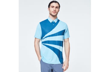 Image of Oakley Geometric Swing Polo - Mens, Interstellar Blue, Extra Small, FOA400126-6TR-XS