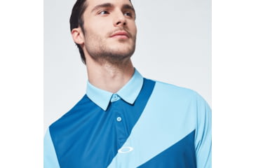 Image of Oakley Geometric Swing Polo - Mens, Interstellar Blue, Extra Small, FOA400126-6TR-XS