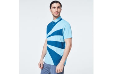 Image of Oakley Geometric Swing Polo - Mens, Interstellar Blue, Extra Small, FOA400126-6TR-XS