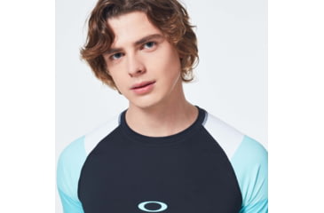 Image of Oakley Grad Stripes Short Sleeve Rashguard T-Shirt - Mens, Blackout, Small, FOA400102-02E-S