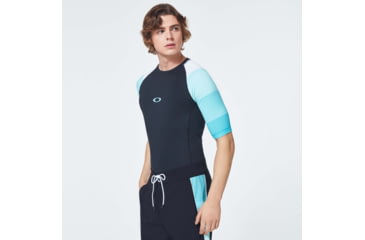 Image of Oakley Grad Stripes Short Sleeve Rashguard T-Shirt - Mens, Blackout, Small, FOA400102-02E-S