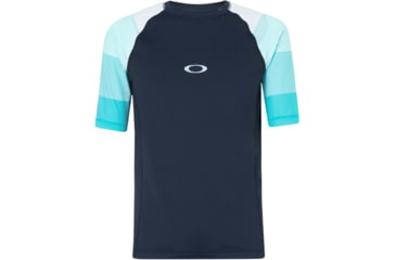 Image of Oakley Grad Stripes Short Sleeve Rashguard T-Shirt - Mens, Blackout, Small, FOA400102-02E-S