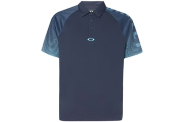 Image of Oakley Graphic Logo Sleeves Polo - Mens, Foggy Blue, Medium, 434433-6FB-M