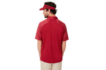 Image of Oakley Graphic Logo Sleeves Polo - Mens, Raspberry, Extra Large, 434433-45A-XL