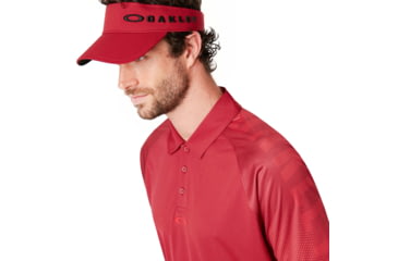 Image of Oakley Graphic Logo Sleeves Polo - Mens, Raspberry, Extra Large, 434433-45A-XL