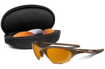 Image of Oakley Half Jacket Array Matte Rootbeer Frame w/ Bronze,Persimmon ,Clear Lenses Sunglasses 03-629