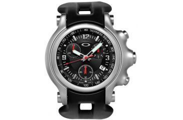 Image of Oakley Holeshot Quartz Watch, Black Dial and Black Rubber Strap w/ Honed Case 10-215