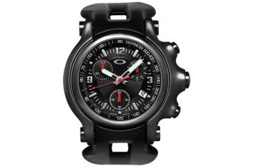 Image of Oakley Holeshot Quartz Watch, Black Dial and Black Rubber Strap w/ Stealth Case 10-228
