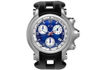 Image of Oakley Holeshot Quartz Watch, Blue  Dial and Black Rubber Strap w/ Honed Case 10-218