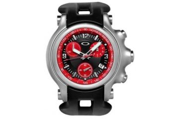 Image of Oakley Holeshot Quartz Watch, Red Dial and Black Rubber Strap w/ Honed Case 10-217