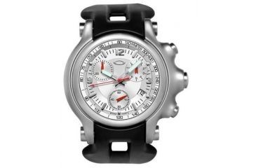 Image of Oakley Holeshot Quartz Watch, White Dial and Black Rubber Strap w/ Honed Case 10-216