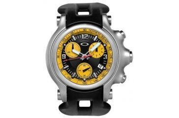 Image of Oakley Holeshot Quartz Watch, Yellow Dial and Black Rubber Strap w/ Honed Case 10-219