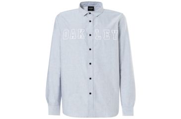 Image of Oakley Icon Oxford Logo Long Sleeve Shirt - Mens, Stone Gray, Large, 401903-22Y-L