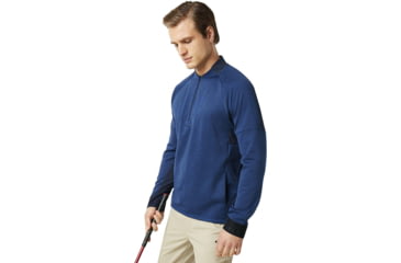 Image of Oakley Knockdown Mixed Fleece 1/4 Zip - Mens, Dark Blue, Extra Large, 461724-609-XL