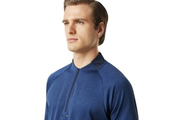 Image of Oakley Knockdown Mixed Fleece 1/4 Zip - Mens, Dark Blue, Extra Large, 461724-609-XL