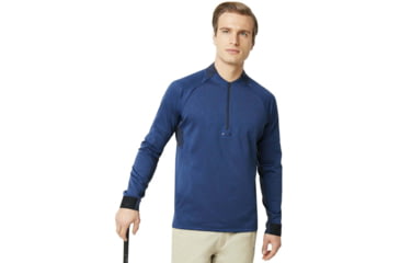 Image of Oakley Knockdown Mixed Fleece 1/4 Zip - Mens, Dark Blue, Extra Large, 461724-609-XL