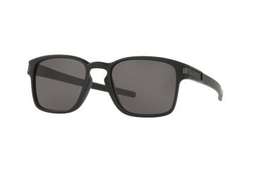 Image of Oakley LATCH SQ OO9353 Sunglasses 935301-52 - Matte Black Frame, Warm Grey Lenses