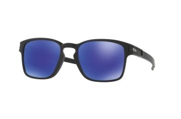 Image of Oakley LATCH SQ OO9353 Sunglasses 935304-52 - Matte Black Frame, Violet Iridium Polarized Lenses
