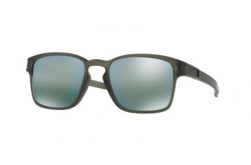 Image of Oakley LATCH SQ OO9353 Sunglasses 935308-52 - Matte Olive Ink Frame, Emerald Iridium Lenses