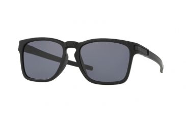 Image of Oakley LATCH SQUARED A OO9358 Sunglasses 935801-55 - Matte Black Frame, Grey Lenses