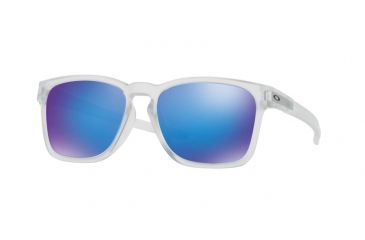 Image of Oakley LATCH SQUARED A OO9358 Sunglasses 935804-55 - Matte Clear Frame, Sapphire Iridium Lenses