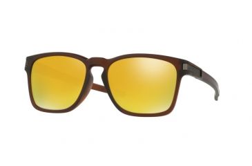 Image of Oakley LATCH SQUARED A OO9358 Sunglasses 935805-55 - Matte Rootbeer Frame, 24K Iridium Lenses