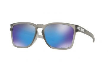 Image of Oakley Latch Squared A OO9358 Sunglasses 935812-55 - Matte Grey Ink Frame, Prizm Sapphire Lenses