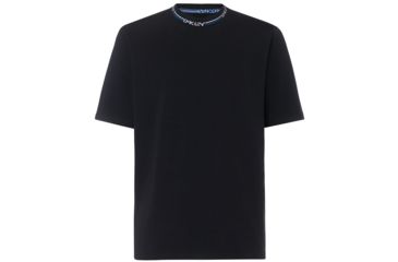 Image of Oakley Logo Neck Short Sleeve Tee - Mens, Blackout, Extra Large, 457431-02E-XL