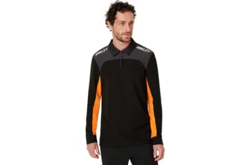Image of Oakley Logo Racing Team Long Sleeve Polo - Mens, Blackout, Large, 434419-02E-L