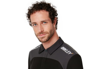 Image of Oakley Logo Racing Team Long Sleeve Polo - Mens, Blackout, Large, 434419-02E-L
