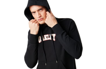 Image of Oakley Lux Chenille Logo Hoodie - Mens, Blackout, Extra Large, 472478-02E-XL