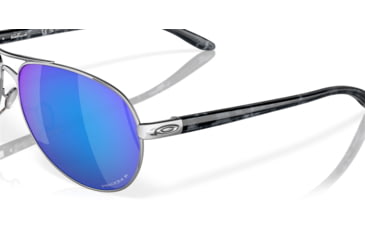 Image of Oakley OO4079 Feedback Sunglasses - Women's, Polished Chrome Frame, Prizm Sapphire Polarized Lenses, 407933-59