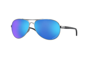 Image of Oakley OO4079 Feedback Sunglasses - Women's, Polished Chrome Frame, Prizm Sapphire Polarized Lenses, 407933-59