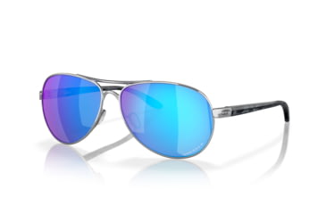 Image of Oakley OO4079 Feedback Sunglasses - Women's, Polished Chrome Frame, Prizm Sapphire Polarized Lenses, 407933-59