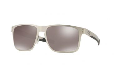 Image of Oakley OO4123 Sunglasses 412309-55 - Satin Chrome Frame, Prizm Black Polarized Lenses