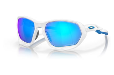 Image of Oakley OO9019A Plazma A Sunglasses - Mens, Matte White Frame, Prizm Sapphire Lens, Asian Fit, 59, OO9019A-901916-59