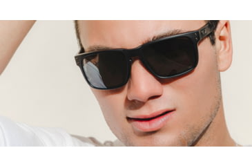 Image of Oakley OO9102 Holbrook Sunglasses, Matte Black Frame, Prizm Black Polarized Lenses, OO9102-9102D6-55