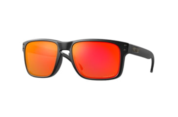 Image of Oakley OO9102 Holbrook Sunglasses, Matte Black Frame, Prizm Ruby Lenses, OO9102-9102E2-55