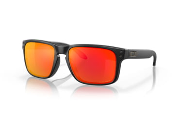 Image of Oakley OO9102 Holbrook Sunglasses, Matte Black Frame, Prizm Ruby Lenses, OO9102-9102E2-55