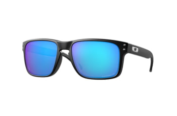 Image of Oakley OO9102 Holbrook Sunglasses, Matte Black Frame, Prizm Sapphire Polarized Lenses, OO9102-9102F0-55