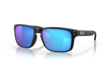 Image of Oakley OO9102 Holbrook Sunglasses, Matte Black Frame, Prizm Sapphire Polarized Lenses, OO9102-9102F0-55